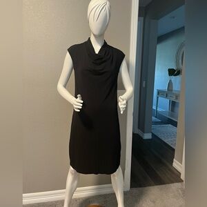 JANA Cowl Neck Cap Sleeve Knit Sheath Dress Black Size S/P